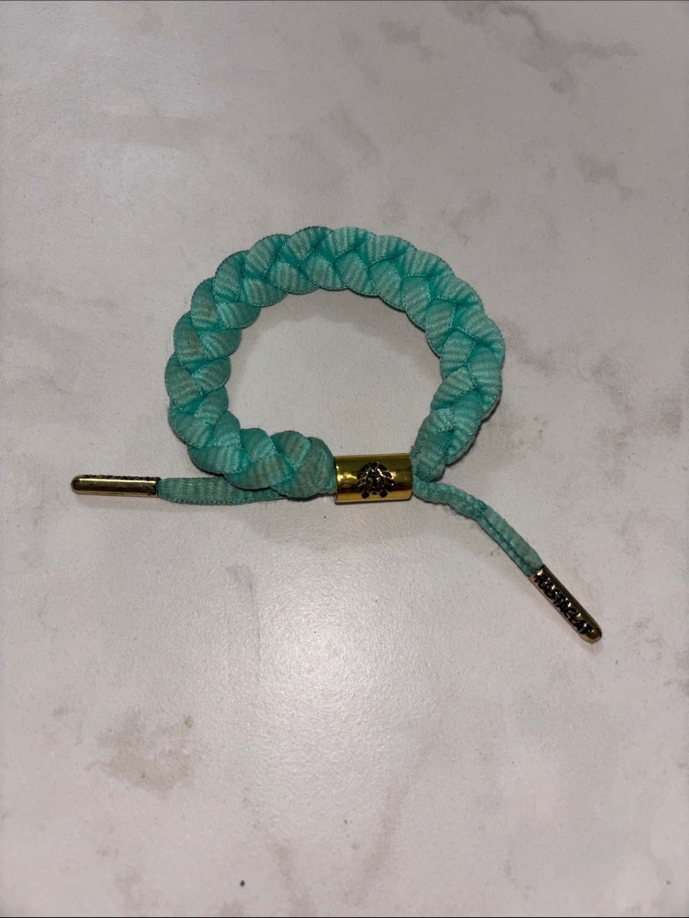 Turquoise Braided Hair Tie Bracelet with Gold Detailing
